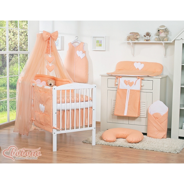 Ensemble de Linge de Lit pour Bébé 7 pcs avec Ciel Pêche Cœurs