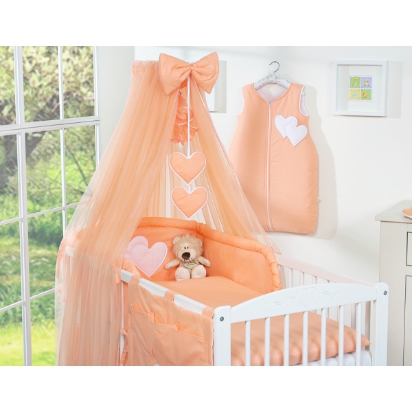 Ensemble de Linge de Lit pour Bébé 7 pcs avec Ciel Pêche Cœurs