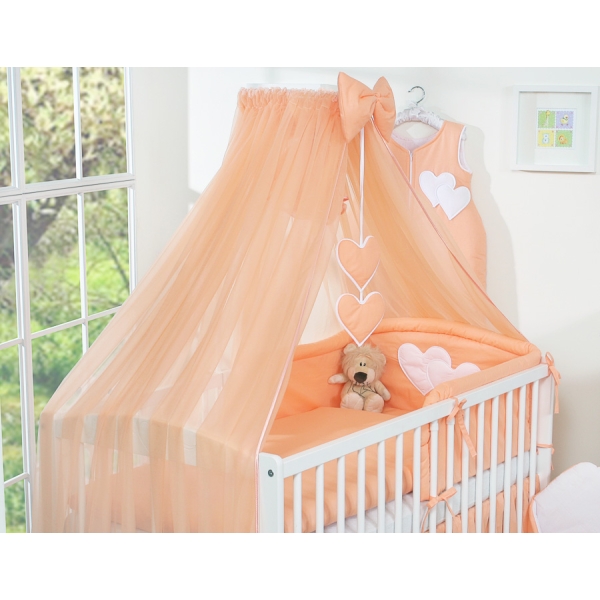 Ensemble de Linge de Lit pour Bébé 7 pcs avec Ciel Pêche Cœurs