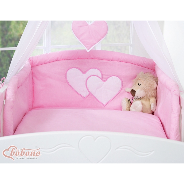 Ensemble de Linge de Lit pour Bébé 7 pcs avec Ciel Rose Cœurs