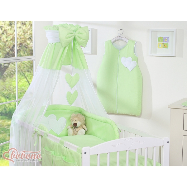 Ensemble de Linge de Lit pour Bébé 7 pcs avec Ciel Vert Cœurs