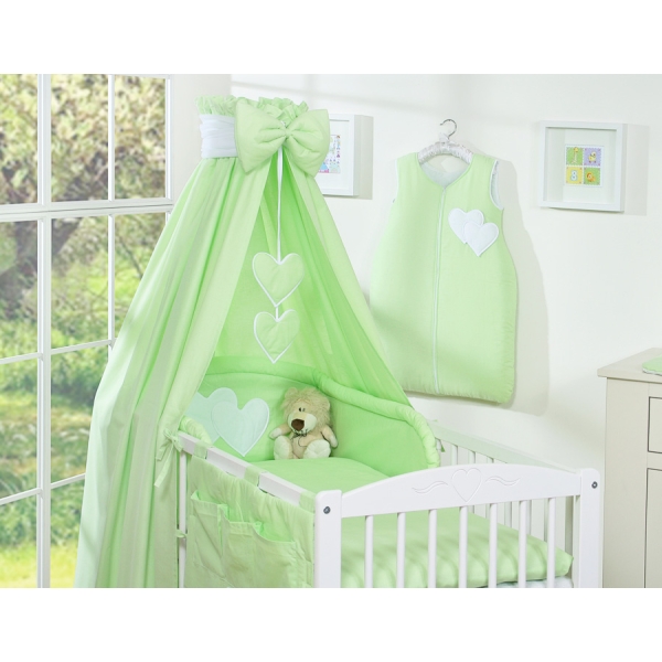 Ensemble de Linge de Lit pour Bébé 7 pcs avec Ciel Vert Cœurs