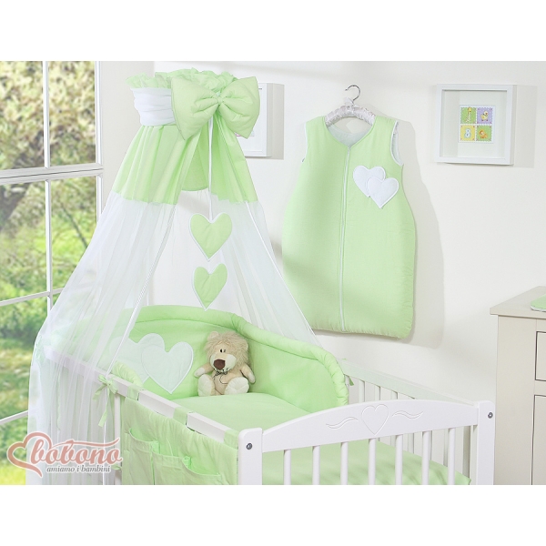 Ensemble de Linge de Lit pour Bébé 7 pcs avec Ciel Vert Cœurs