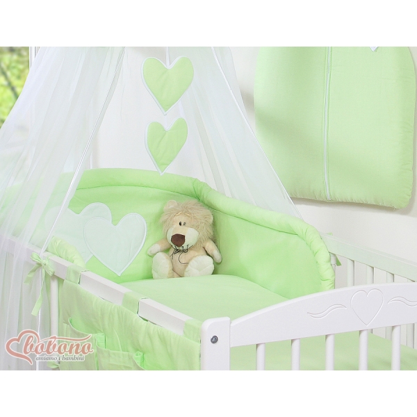 Ensemble de Linge de Lit pour Bébé 7 pcs avec Ciel Vert Cœurs