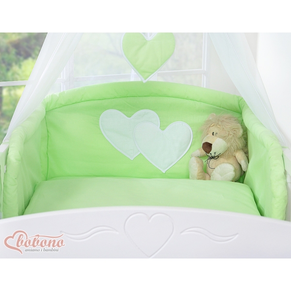 Ensemble de Linge de Lit pour Bébé 7 pcs avec Ciel Vert Cœurs