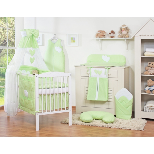 Ensemble de Linge de Lit pour Bébé 7 pcs avec Ciel Vert Cœurs