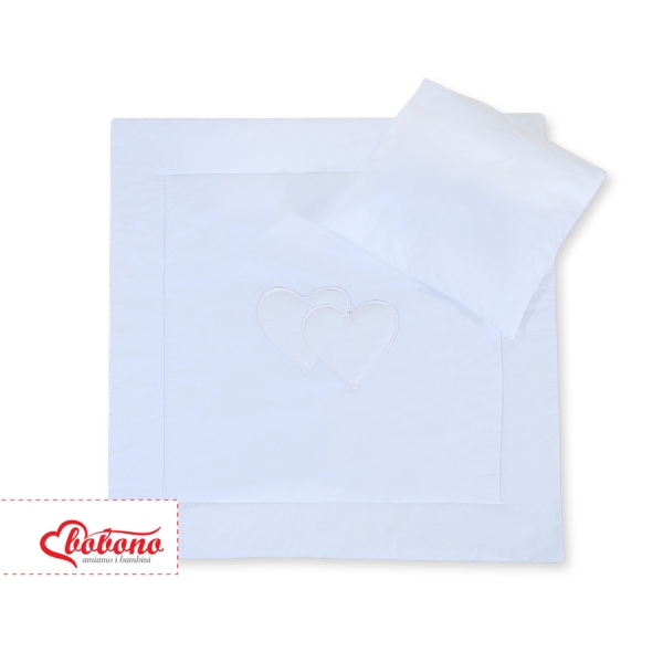 Ensemble de Linge de Lit pour Landau 2 pcs Blanc Cœurs