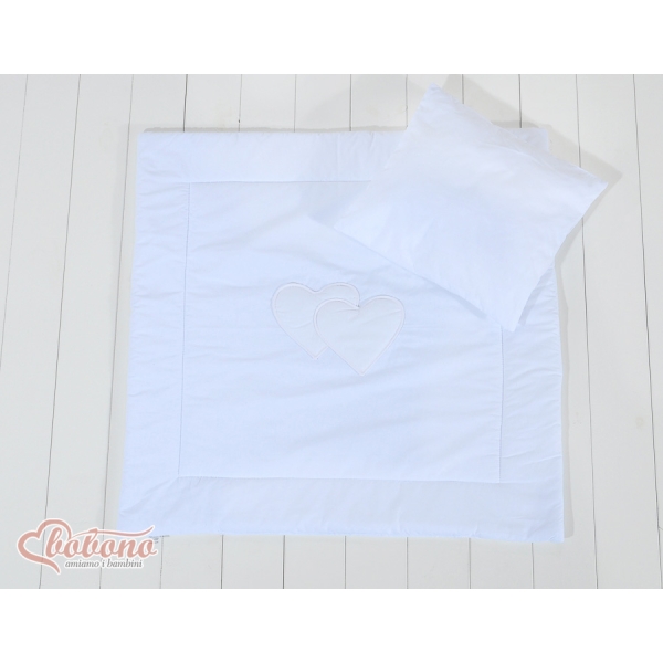 Ensemble de Linge de Lit pour Landau 2 pcs Blanc Cœurs