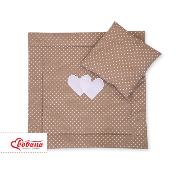 Ensemble de Linge de Lit pour Landau 2 pcs Brun à Pois Cœurs