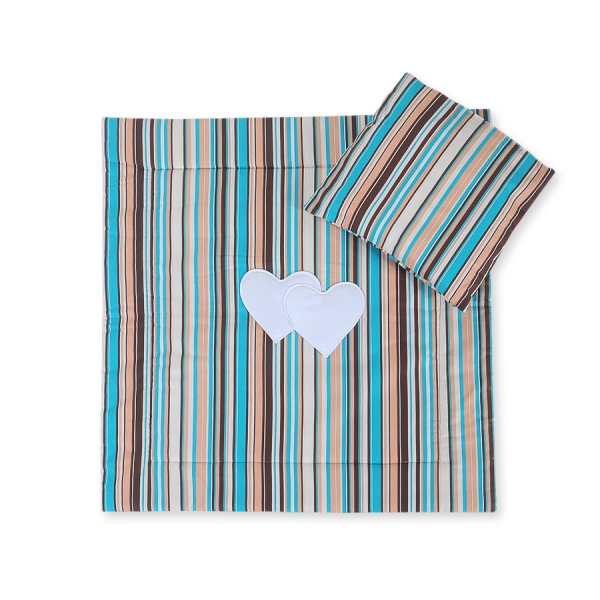 Ensemble de Linge de Lit pour Landau 2 pcs Brun Rayures Cœurs