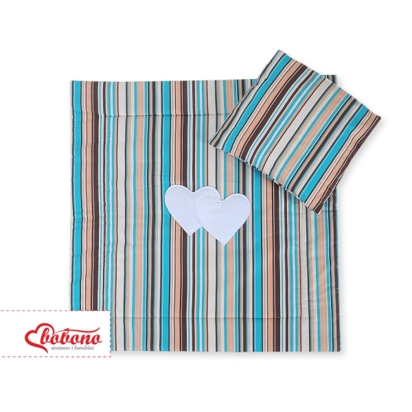 Ensemble de Linge de Lit pour Landau 2 pcs Brun Rayures Cœurs