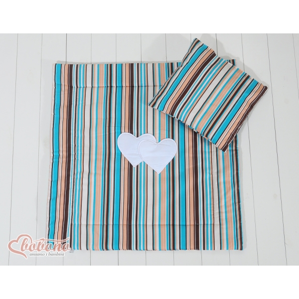 Ensemble de Linge de Lit pour Landau 2 pcs Brun Rayures Cœurs