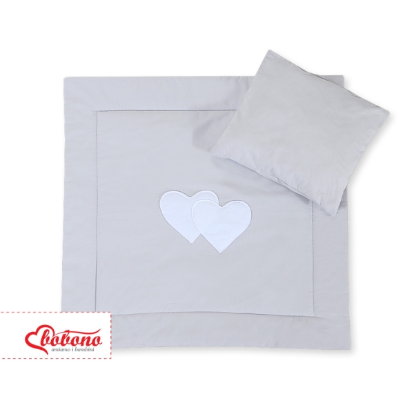 Ensemble de Linge de Lit pour Landau 2 pcs Gris Cœurs