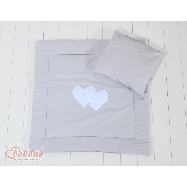 Ensemble de Linge de Lit pour Landau 2 pcs Gris Cœurs