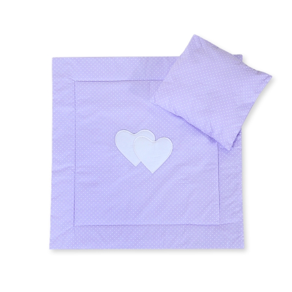 Ensemble de Linge de Lit pour Landau 2 pcs Lila à Pois Cœurs