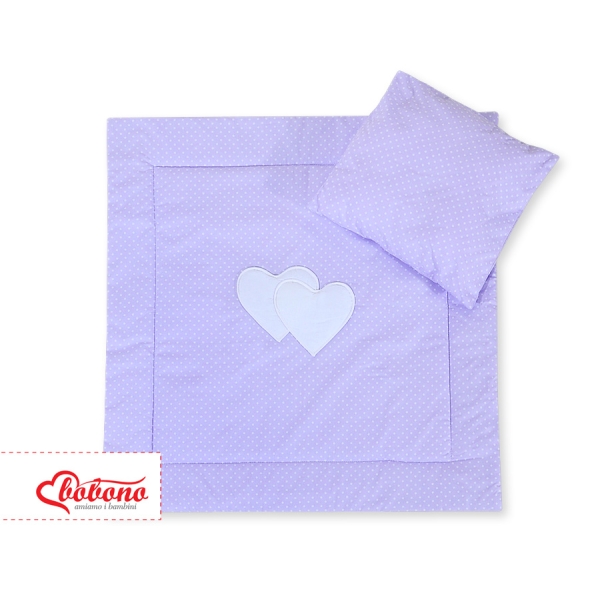 Ensemble de Linge de Lit pour Landau 2 pcs Lila à Pois Cœurs