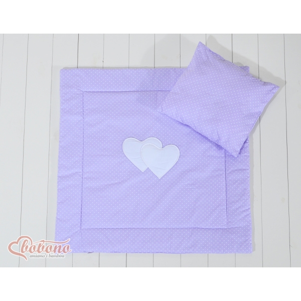Ensemble de Linge de Lit pour Landau 2 pcs Lila à Pois Cœurs