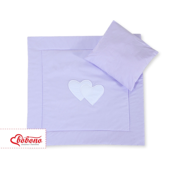 Ensemble de Linge de Lit pour Landau 2 pcs Lila Cœurs