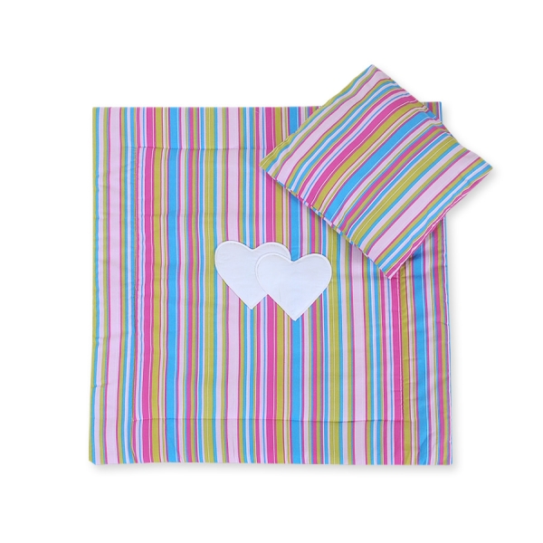 Ensemble de Linge de Lit pour Landau 2 pcs Lila Rayures Cœurs