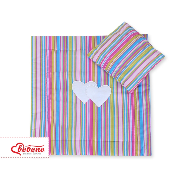 Ensemble de Linge de Lit pour Landau 2 pcs Lila Rayures Cœurs