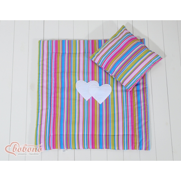 Ensemble de Linge de Lit pour Landau 2 pcs Lila Rayures Cœurs
