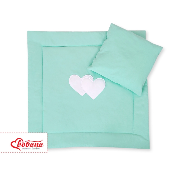 Ensemble de Linge de Lit pour Landau 2 pcs Menthe Cœurs