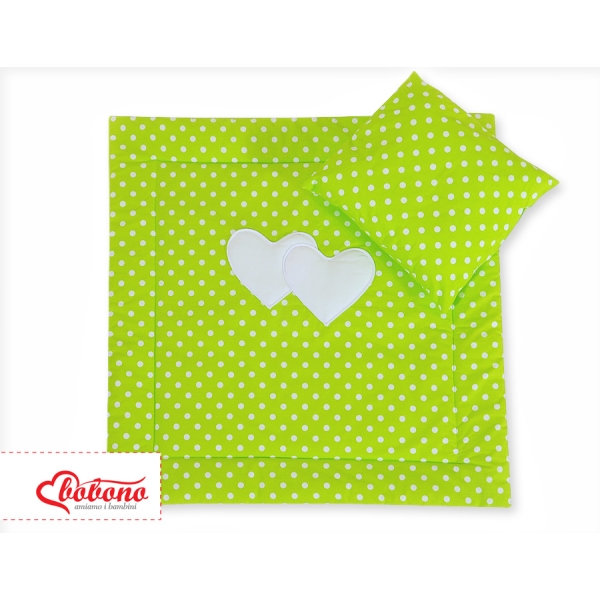 Ensemble de Linge de Lit pour Landau 2 pcs Vert à Pois Cœurs