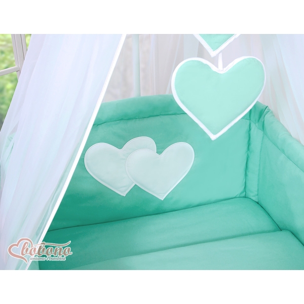 Ensemble de Linge pour Lit Bébé 7 pcs avec Ciel Menthe Cœurs