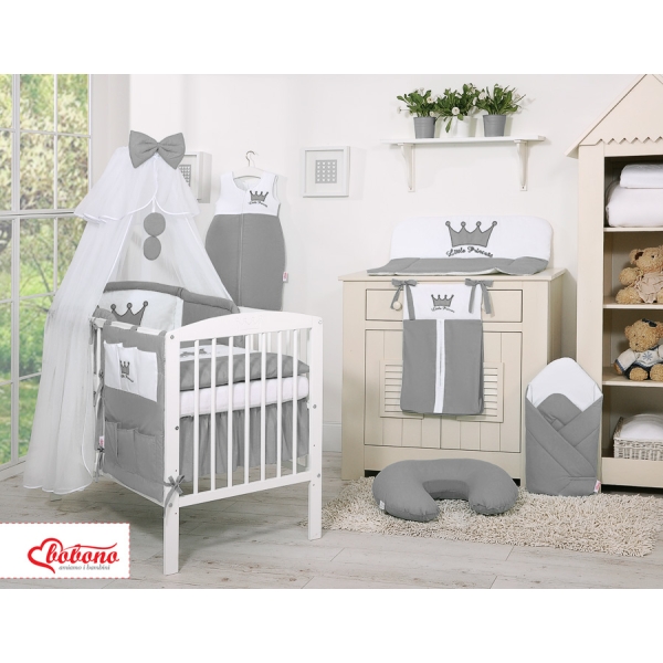 Ensemble Linge de Lit Bebe 5 pcs Moustiquaire Anthracite Prince / Princess
