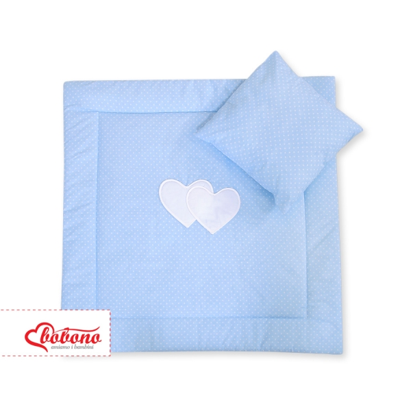 Ensemble pour Landau 2 pcs Coussin Couverture  Bleu à Pois Cœurs