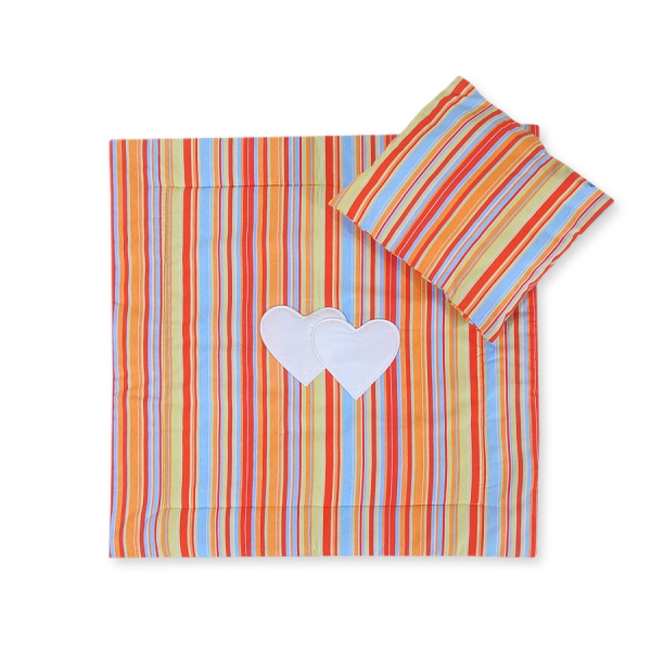 Ensemble pour Landau 2 pcs Coussin Couverture  Orange Rayures Cœurs