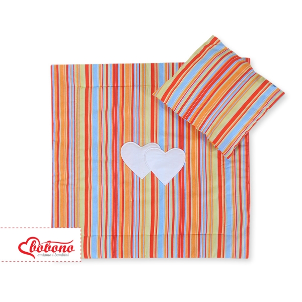 Ensemble pour Landau 2 pcs Coussin Couverture  Orange Rayures Cœurs