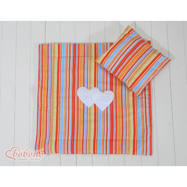 Ensemble pour Landau 2 pcs Coussin Couverture  Orange Rayures Cœurs