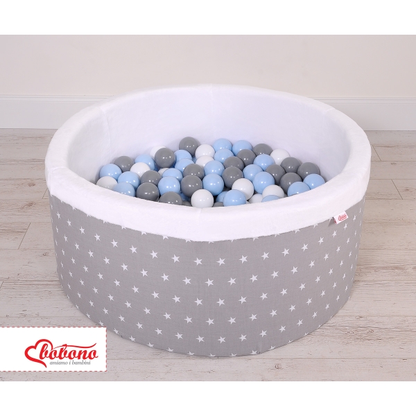 Piscine à Balles Minky avec Balles 200pcs Gris à Étoiles