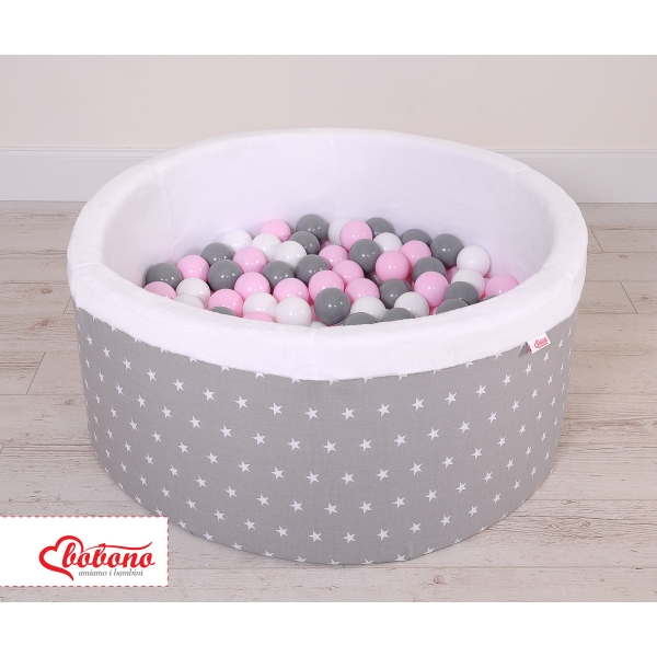 Piscine à Balles Minky avec Balles 200pcs Gris à Étoiles