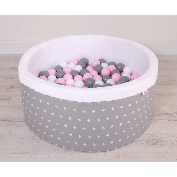 Piscine à Balles Minky avec Balles 200pcs Gris à Étoiles
