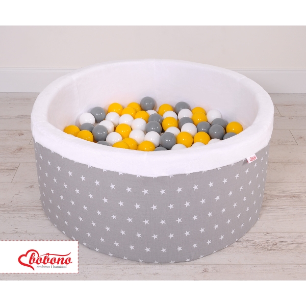 Piscine à Balles Minky avec Balles 200pcs Gris à Étoiles