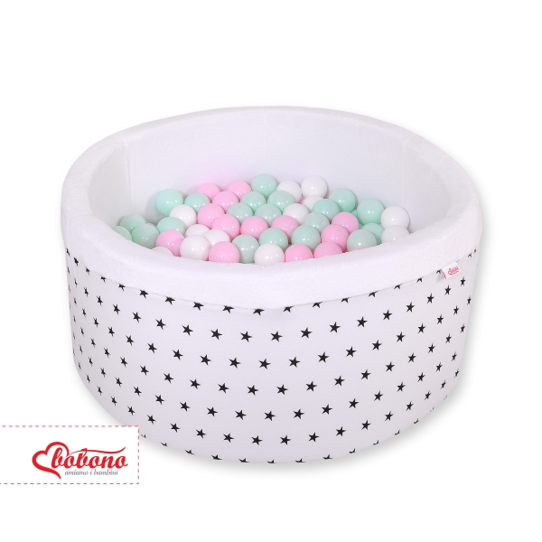 Piscine à Balles Minky avec Balles 200pcs Blanche à Étoiles