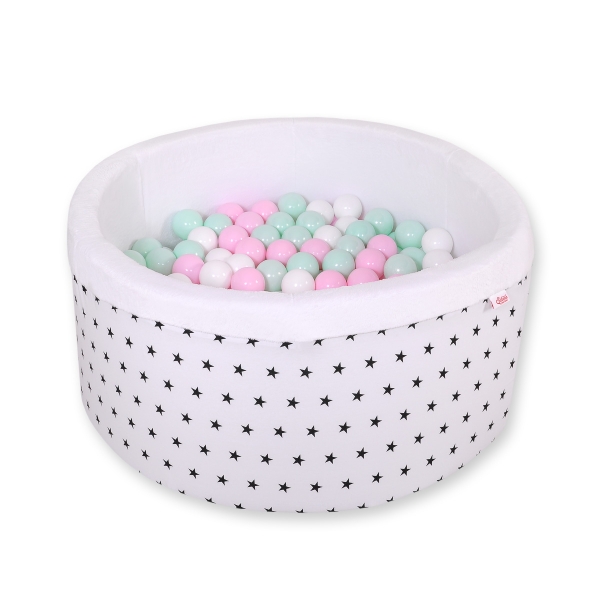 Piscine à Balles Minky avec Balles 200pcs Blanche à Étoiles