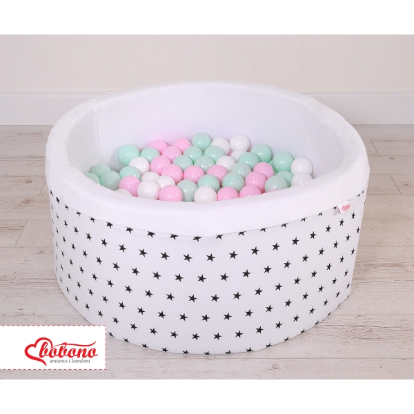 Piscine à Balles Minky avec Balles 200pcs Blanche à Étoiles
