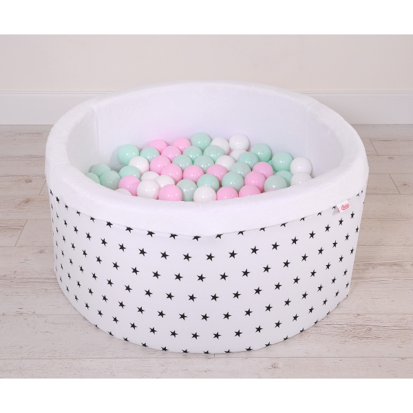 Piscine à Balles Minky avec Balles 200pcs Blanche à Étoiles