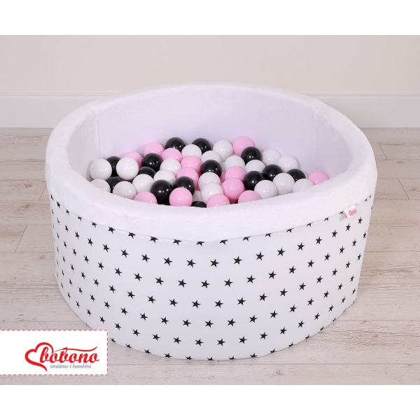 Piscine à Balles Minky avec Balles 200pcs Blanche à Étoiles
