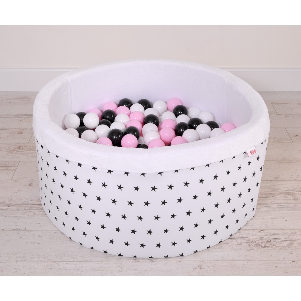 Piscine à Balles Minky avec Balles 200pcs Blanche à Étoiles