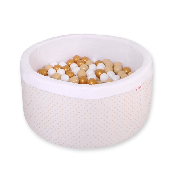 Piscine à Balles Minky avec Balles 200pcs Bianche à Étoiles
