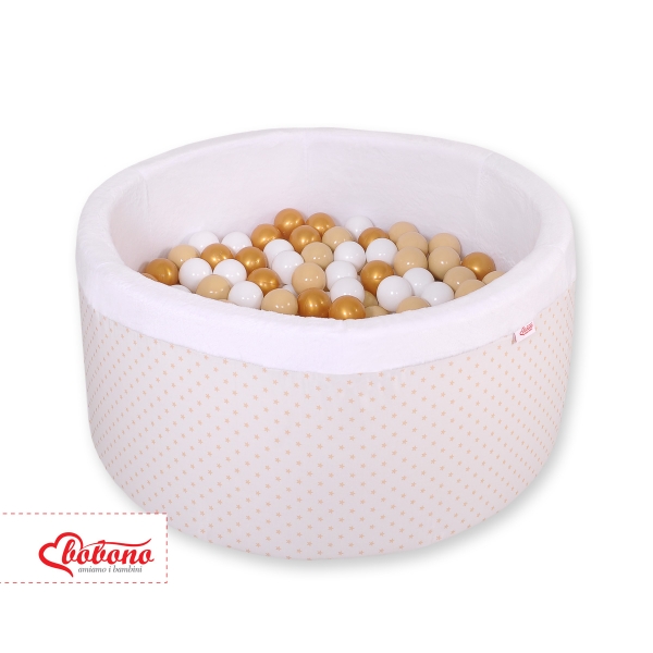 Piscine à Balles Minky avec Balles 200pcs Bianche à Étoiles