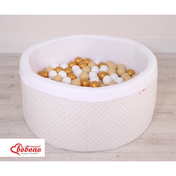 Piscine à Balles Minky avec Balles 200pcs Bianche à Étoiles