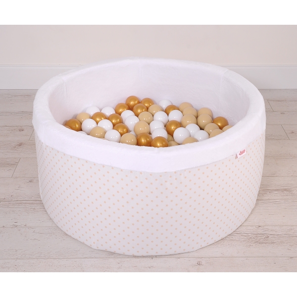 Piscine à Balles Minky avec Balles 200pcs Bianche à Étoiles
