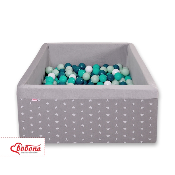 Piscine à Balles Minky avec Balles 200pcs Carrée Gris à Étoiles