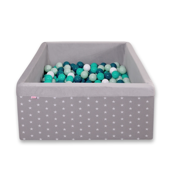 Piscine à Balles Minky avec Balles 200pcs Carrée Gris à Étoiles
