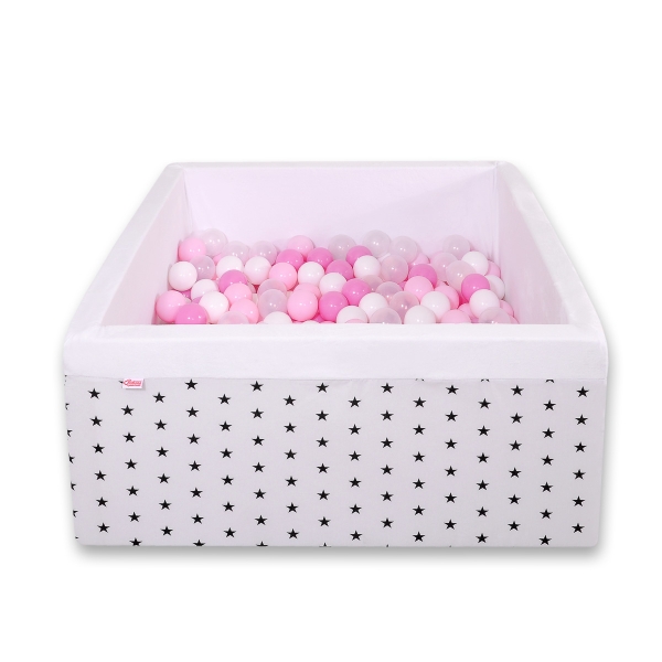 Piscine à Balles Carrée  Minky avec Balles 200pcs Blanche à Étoiles
